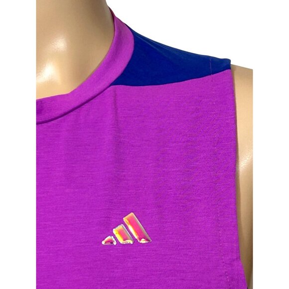 Adidas Men’s Training Tank Top Purple Blue S Logo Slim Activewear Gym Workout - Picture 10 of 15